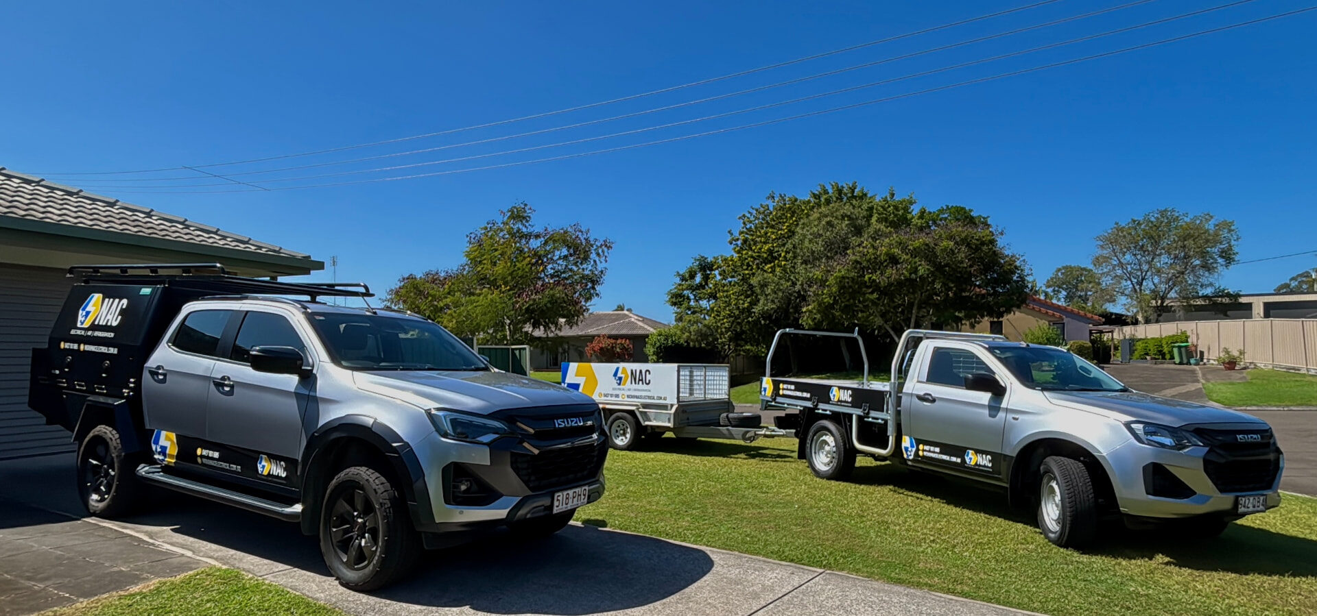 NAC Electrical work utes on the Sunshine Coast